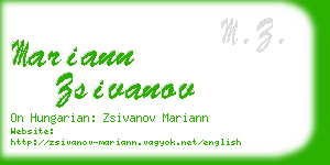 mariann zsivanov business card